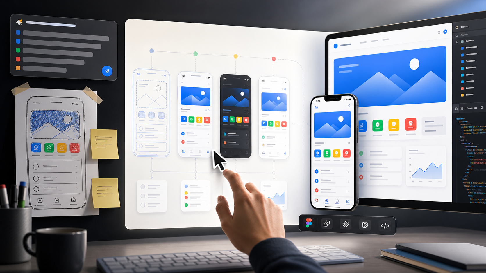 Идея превращается в интерфейс в AI-native design workspace